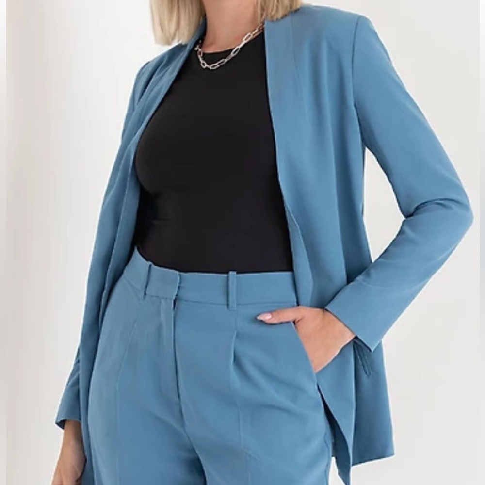 Ricki's‎ Collarless Open Front Blue Blazer